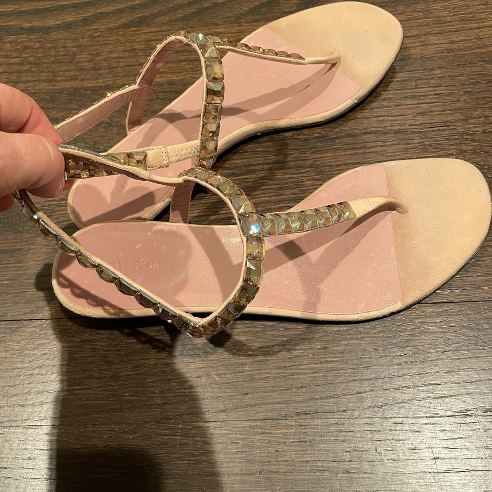 Gucci super comfortable flat sandals with rhinestones (size 6 1/2)